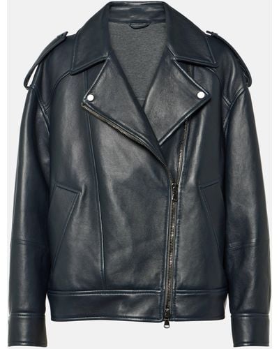 Brunello Cucinelli Oversized Leather Biker Jacket - Black