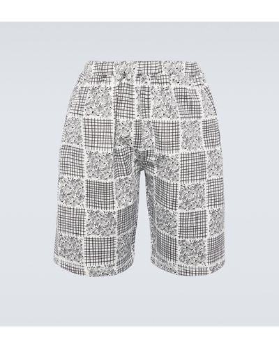 KENZO Patchwork Print Cotton Shorts - White