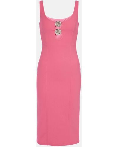 Blumarine Embellished Cutout Jersey Midi Dress - Pink