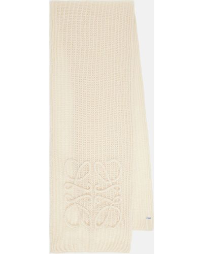 Loewe Anagram Open-knit Mohair-blend Scarf - Natural