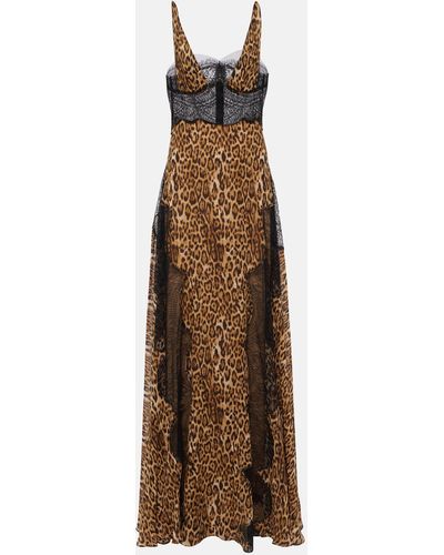 Costarellos Leopard-print Lace-trimmed Gown - Brown