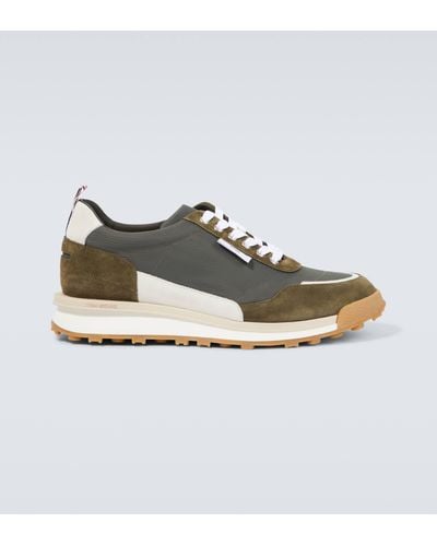 Thom Browne Alumni Leather-trimmed Sneakers - Green