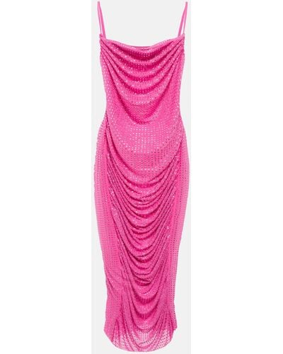 Self-Portrait Embellished Midi Dress - Pink