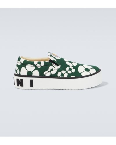 Marni X Carhartt Floral Slip-on Sneakers - Green