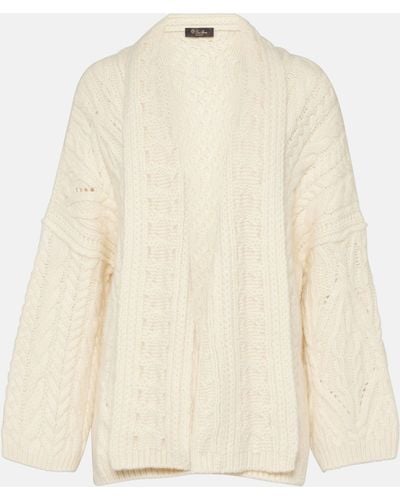 Loro Piana Cable-knit Cashmere And Mohair Cardigan - Natural