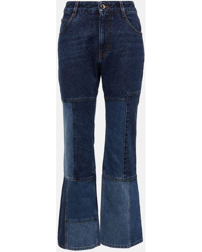 Chloé Patchwork Cropped Flared Jeans - Blue