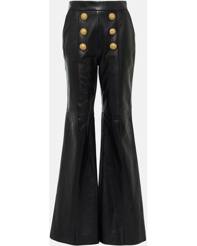 Balmain striped high waisted flare best sale pants