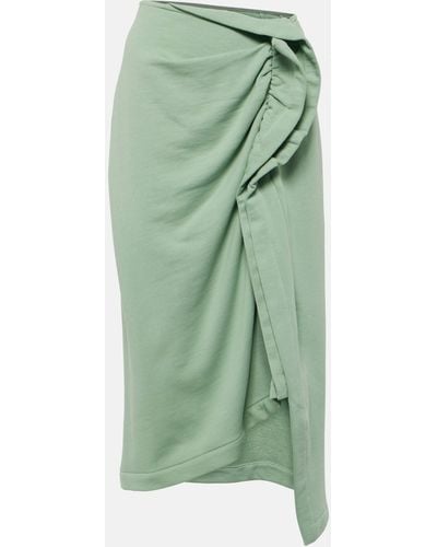 Dries Van Noten Gathered Cotton Midi Skirt - Green