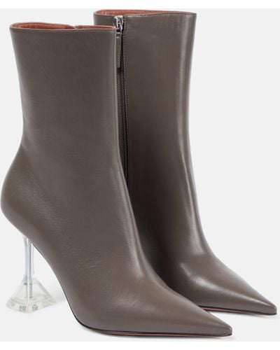 AMINA MUADDI Giorgia Glass 95 Leather Ankle Boots - Brown