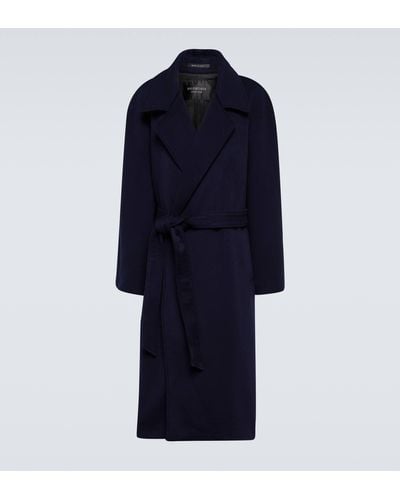 Balenciaga Belted Cashmere Coat - Blue
