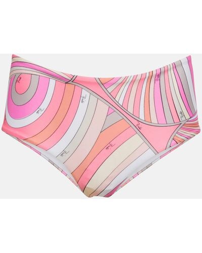Emilio Pucci Printed Mid-rise Bikini Bottoms - Pink