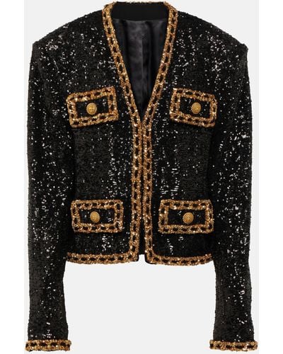 Balmain Sequin-embellished Spencer Jacket - Black