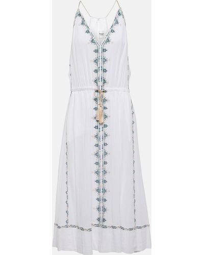 Isabel Marant Siana Embroidered Cotton Midi Dress - White