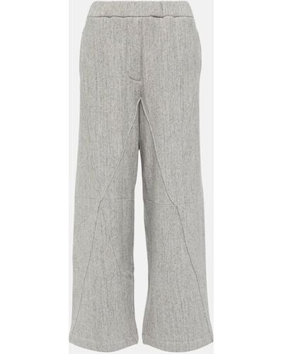 Loewe Puzzle High-rise Cotton Wide-leg Pants - Grey
