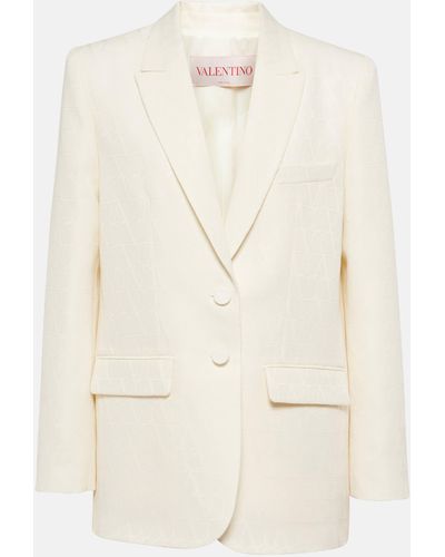 Valentino Toile Iconographe Crepe Couture Blazer - Natural