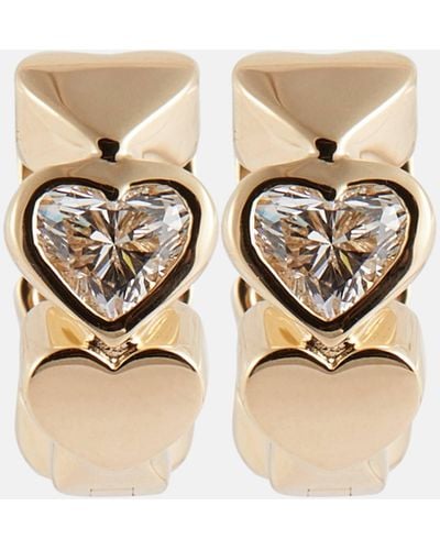 Sydney Evan Heart Diamond 14kt Gold Hoop Earrings - Natural