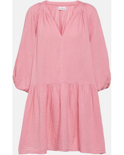Velvet Nica Cotton Gauze Minidress - Pink