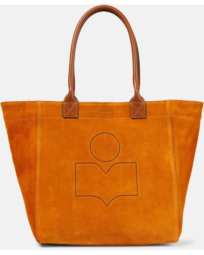 Isabel Marant Yenky Small Logo-embroidered Suede Tote Bag - Orange