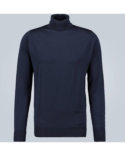 John Smedley Richards Wool Turtleneck Sweater - Blue