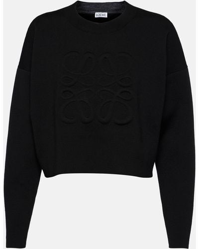 Loewe Anagram Cropped Sweater - Black