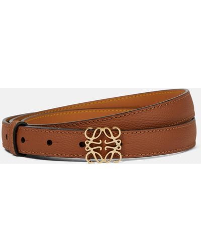 Loewe Anagram Textured-leather Belt - Brown