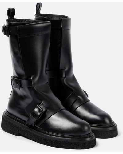 Max Mara Buckles Leather Knee-high Boots - Black