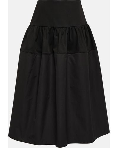 Jil Sander High-rise Cotton Midi Skirt - Black