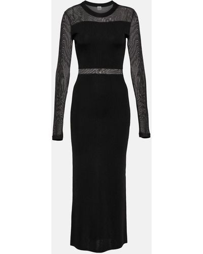 Totême Semi-sheer Knitted Maxi Dress - Black