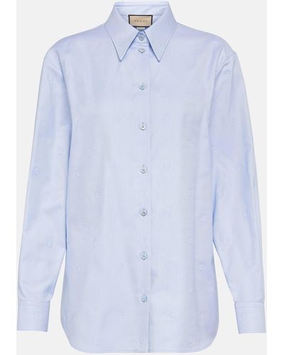 Gucci Interlocking G Jacquard Cotton Shirt - Blue