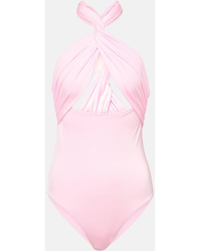 Giambattista Valli Cutout Halterneck Swimsuit - Pink