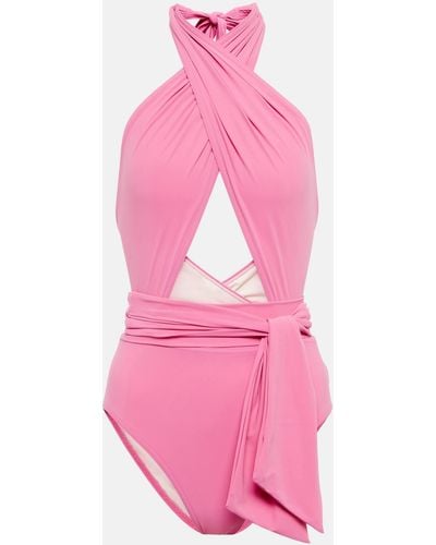 Karla Colletto Cutout Halterneck Swimsuit - Pink