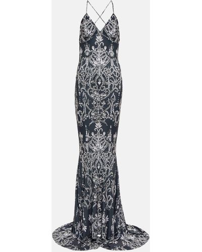 Norma Kamali Printed Fishtail Gown - Green