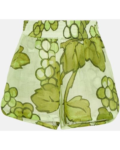 Etro Printed Ramie Shorts - Green