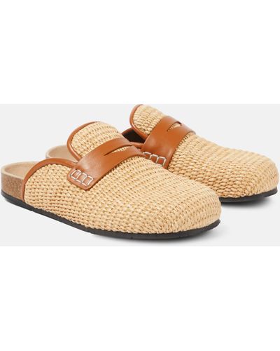JW Anderson Tess Leather-trimmed Raffia Mules - Natural