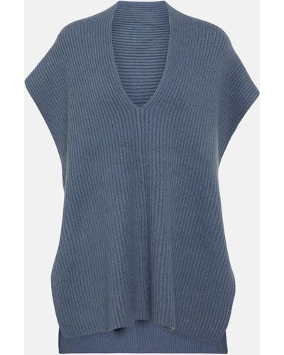 JOSEPH Ribbed-knit Cashmere Top - Blue