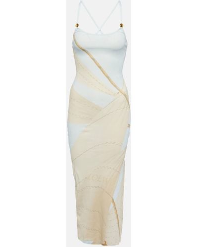 Loewe Paula's Ibiza Printed Jersey Midi Dress - White