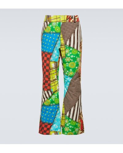 ERL Printed Cotton-blend Flared Pants - Green