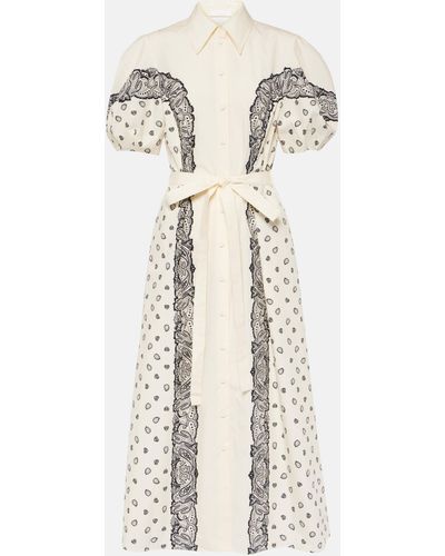 Chloé Printed Cotton Poplin Shirt Dress - White