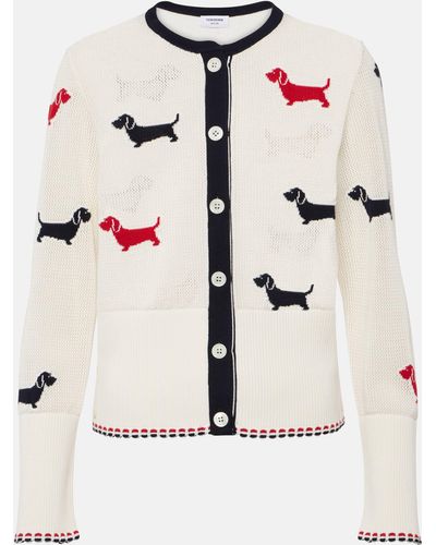 Thom Browne Pointelle Cotton Cardigan - Natural