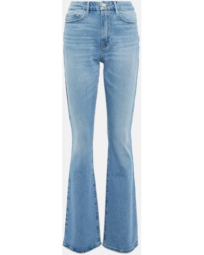 FRAME Le Super High Rise Mini Boot Jeans - Blue