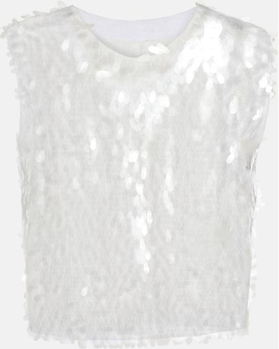 Norma Kamali Sequined Crop Top - White