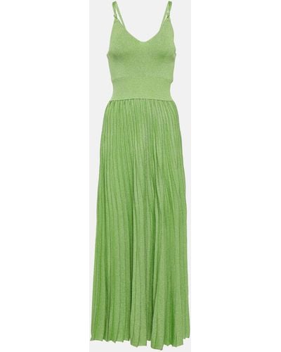 Proenza Schouler Pleated Metallic Knit Maxi Dress - Green