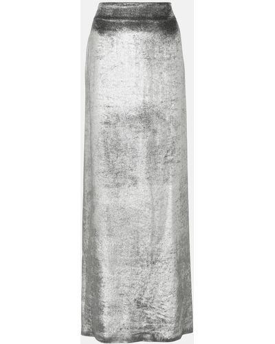 Brunello Cucinelli High-rise Velvet Maxi Skirt - Grey