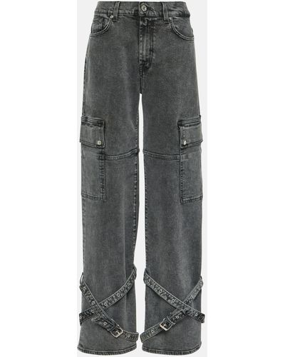 7 For All Mankind X Chiara Biasi Belted Cargo Low-rise Cargo Jeans - Grey