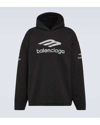 Balenciaga 3b Sports Icon Cotton Fleece Hoodie - Black