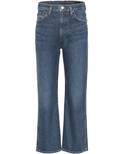 Goldsign High-rise Cropped Wide-leg Jeans - Blue
