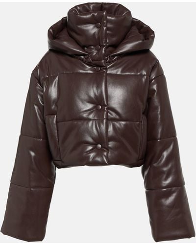 Nanushka Aveline Faux Leather Puffer Jacket - Brown