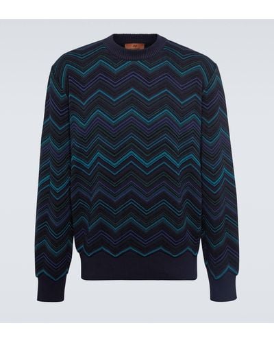 Missoni Zig Zag Cotton-blend Sweater - Blue