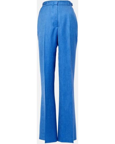 Gabriela Hearst Vesta Wool, Silk, And Linen Flared Pants - Blue