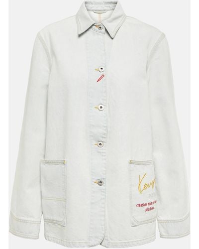 KENZO Embroidered Denim Overshirt - White